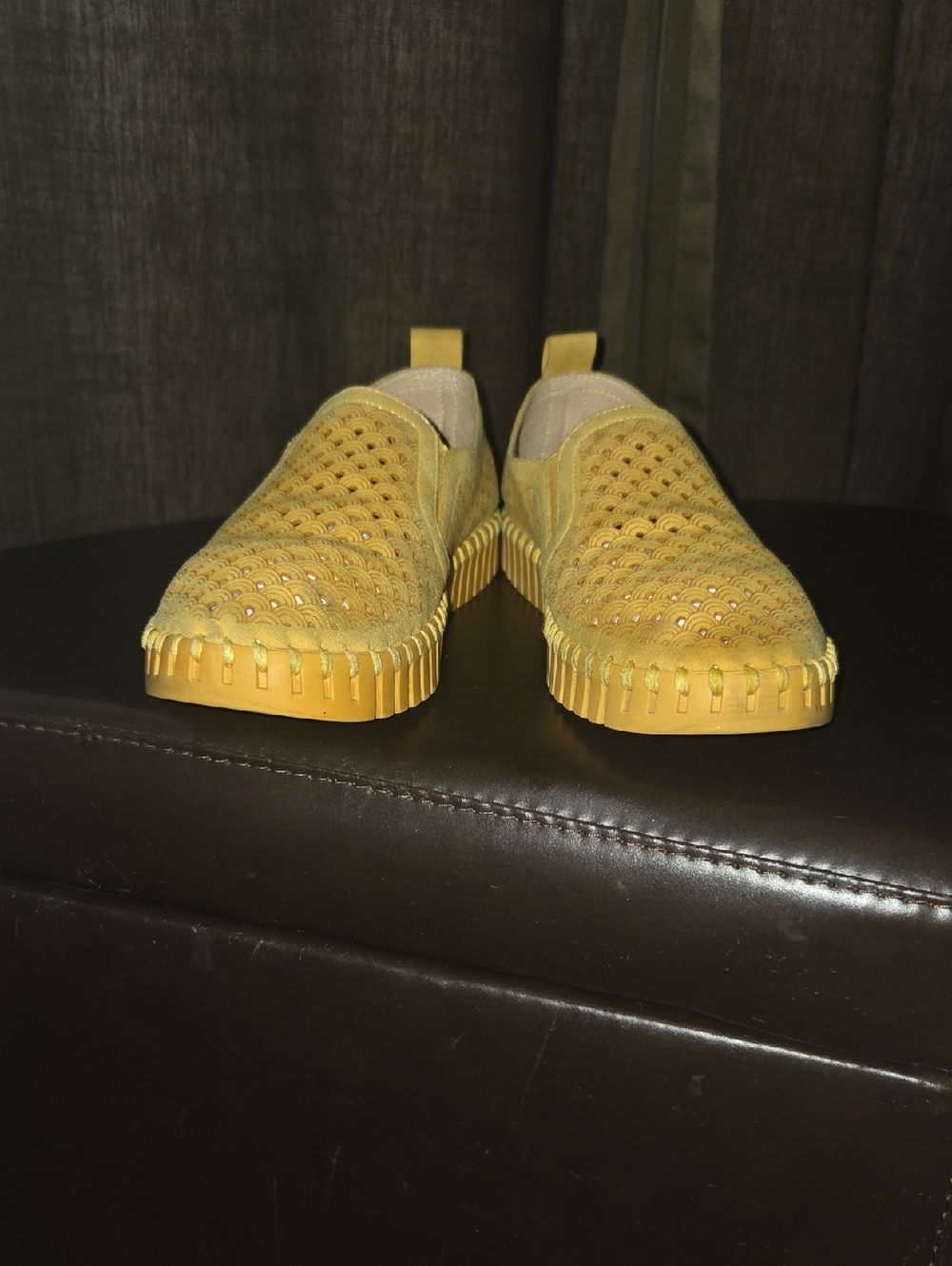Ilse Jacobsen Yellow Perforated Slip-On Sneakers